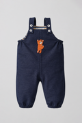 Denim Knitted Dungaree with embroidered cat for baby boy
