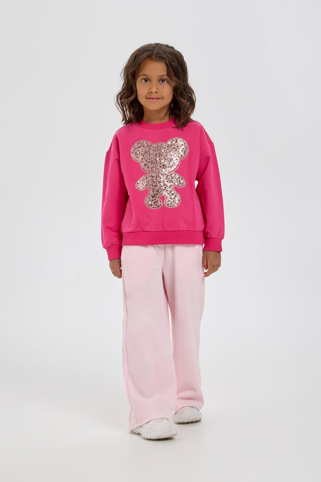 Bear Sequence Applique Decorated Sweatshirt