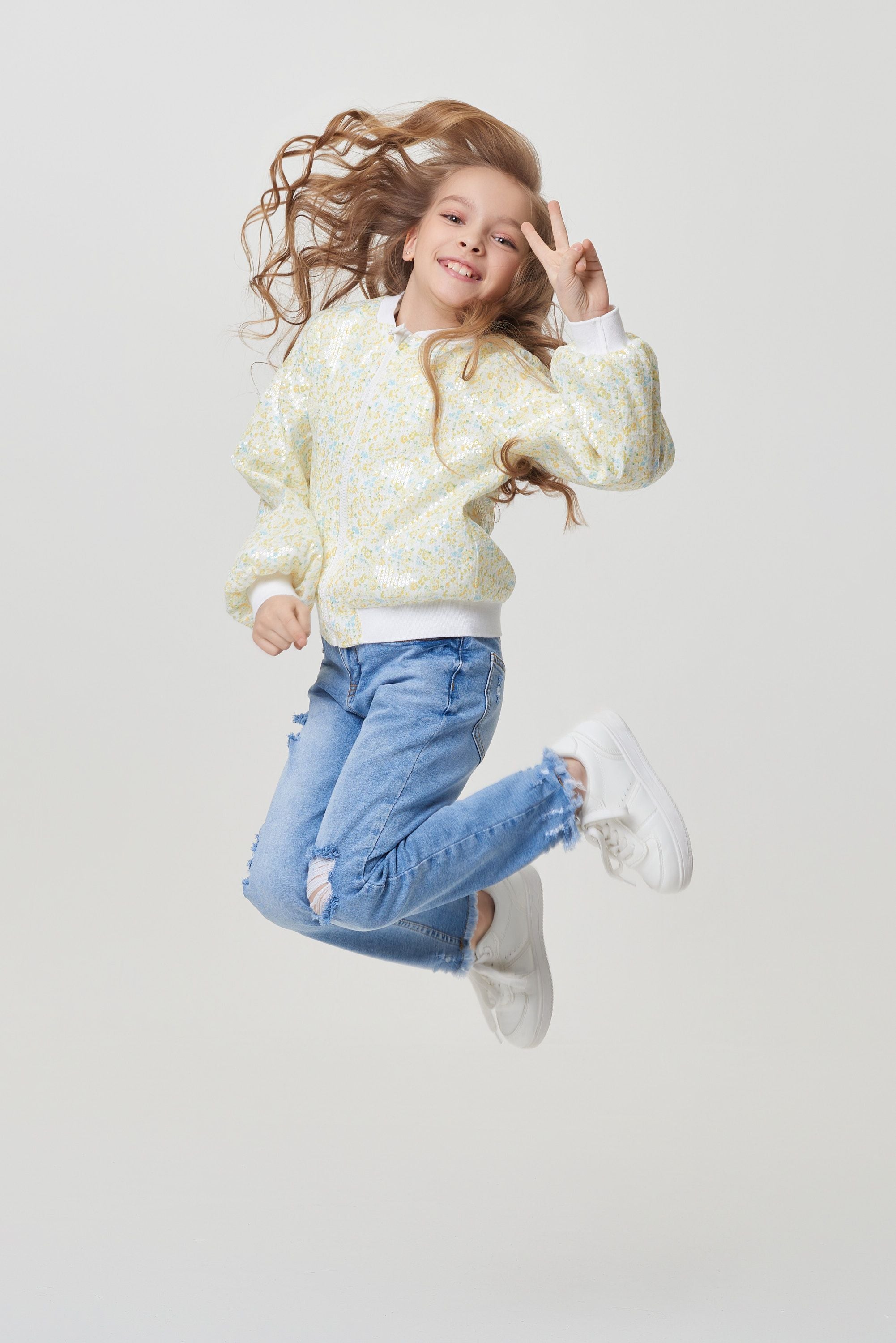 Sequins Decorated Shiffon Bomber-Jacket