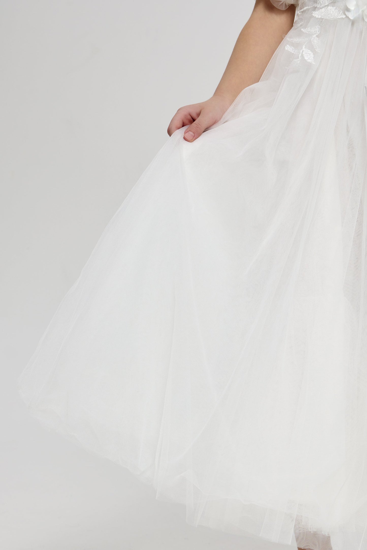 3D flowers dress, white