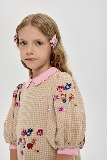 Elegant Flowers Embroidered Dress