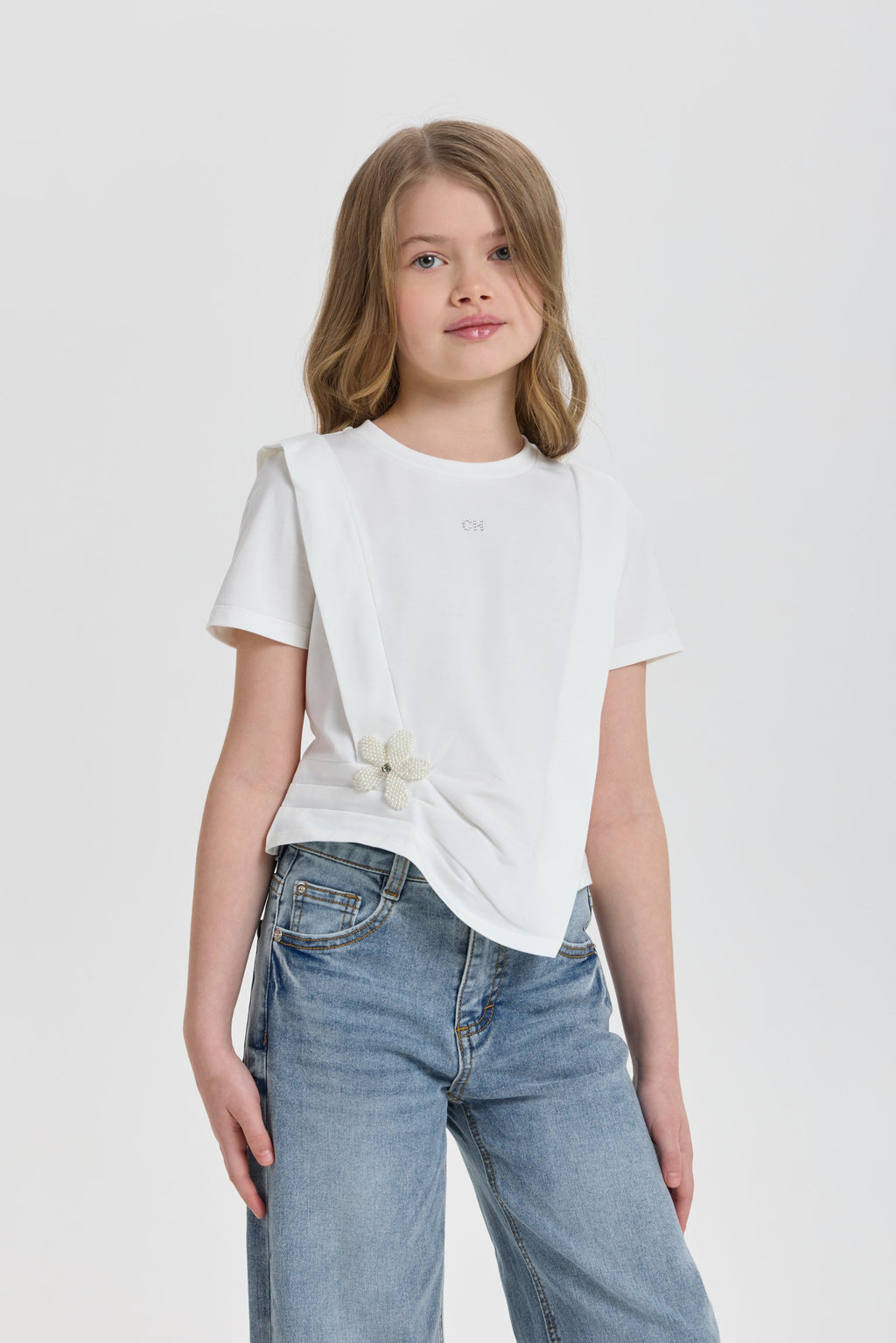 3D flower Asymmetry T-shirt