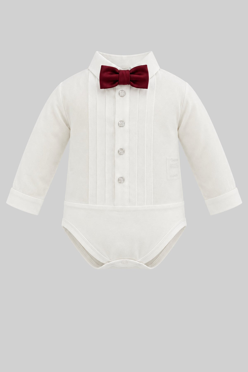 Smart bodysuit with maroon bow-tie for baby boy