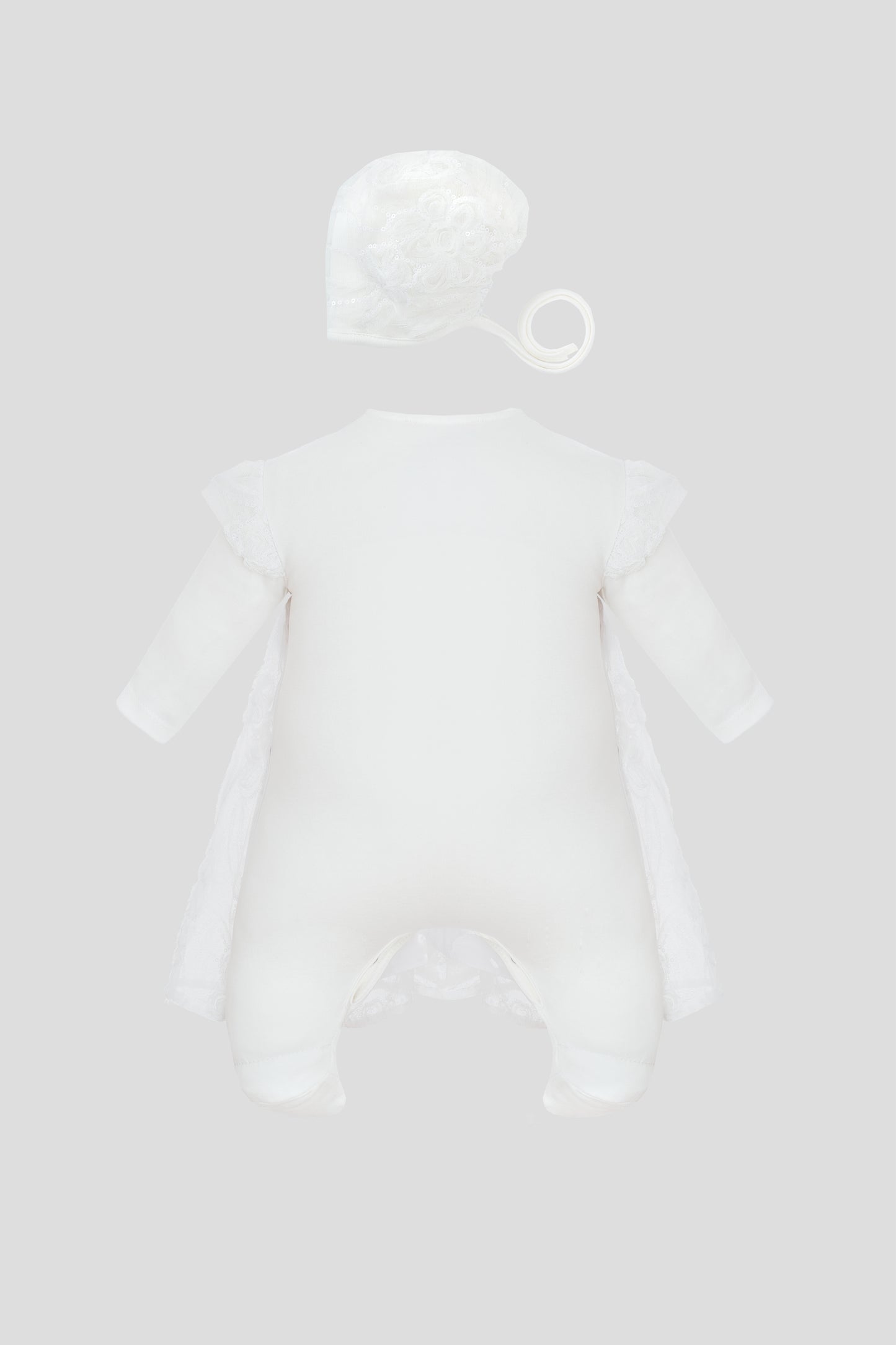 Lace Decorated Skirt Smart Set (Overall-Dress, Bonnet)