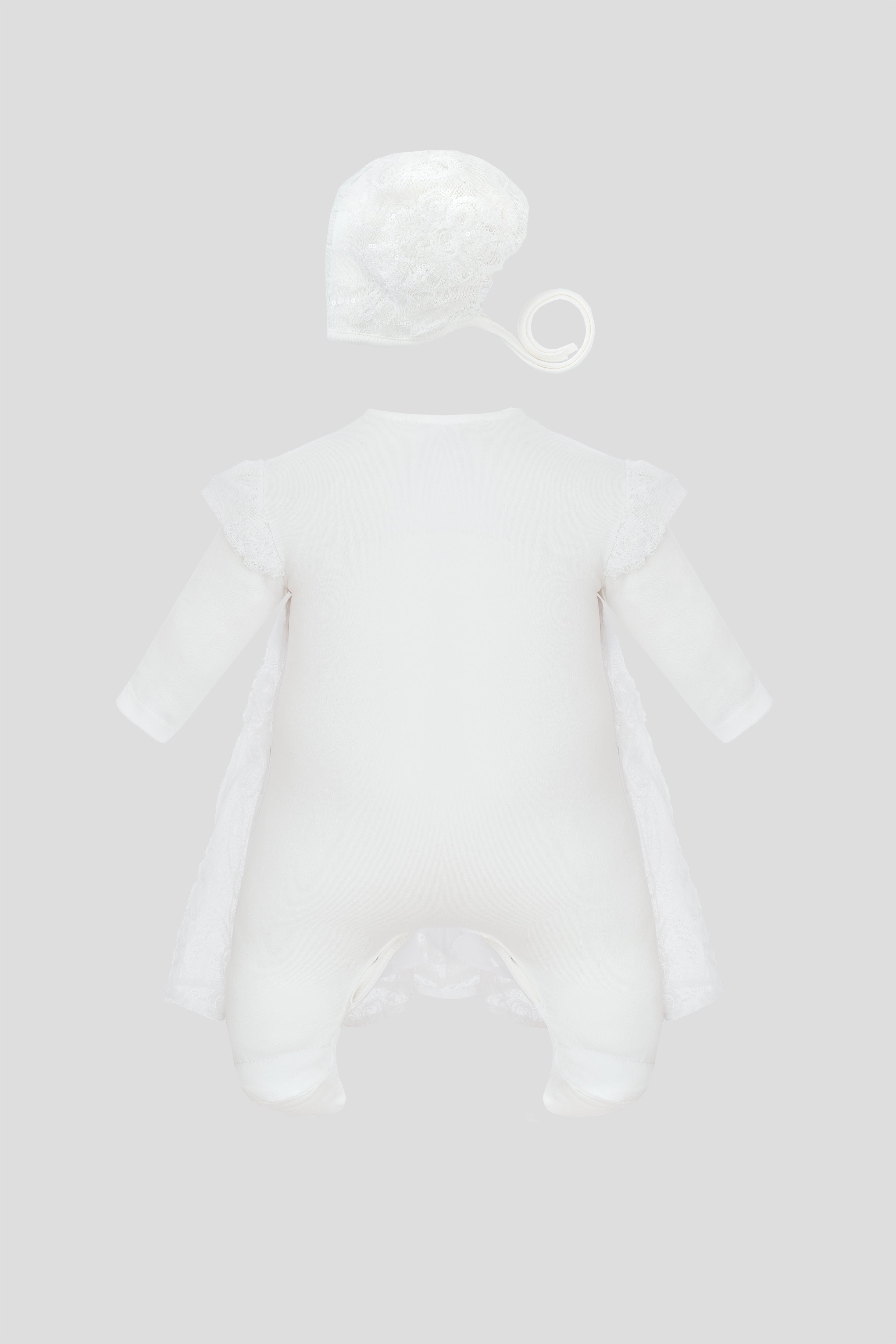 Lace Decorated Skirt Smart Set (Overall-Dress, Bonnet)