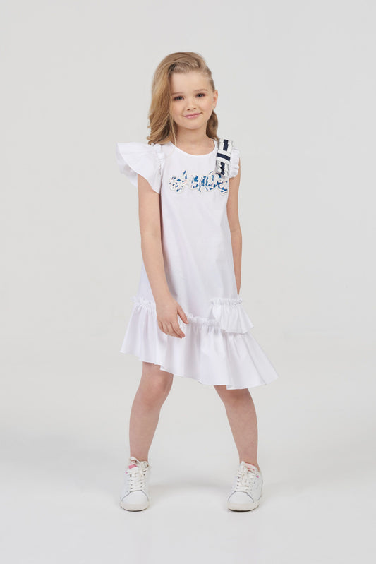 Ecru Asymmetrical Free Silhoutte Cotton Dress