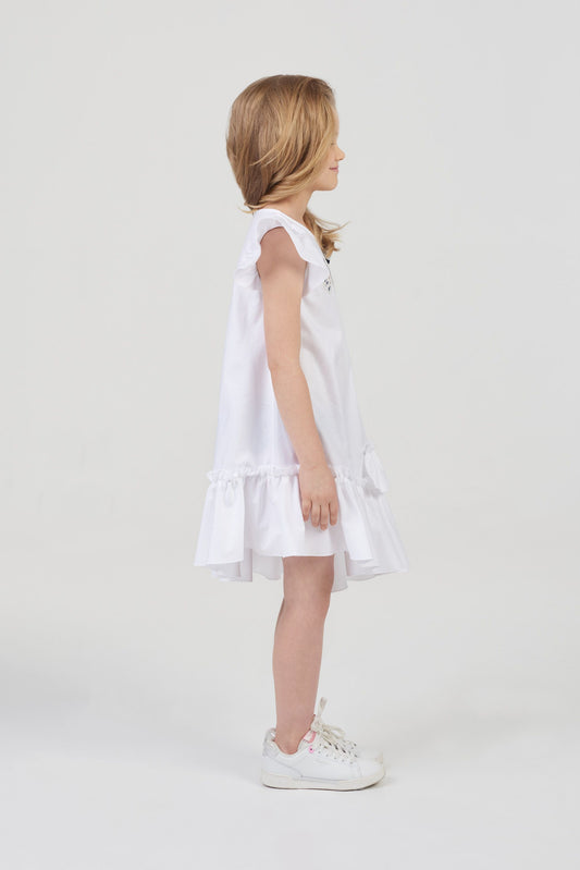 Ecru Asymmetrical Free Silhoutte Cotton Dress