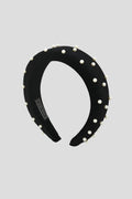 Pearls decorated headband, black
