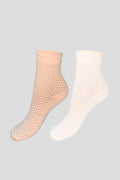 Socks set in white and peach color
