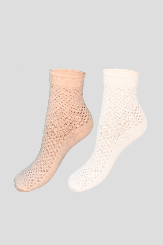 Socks set in white and peach color