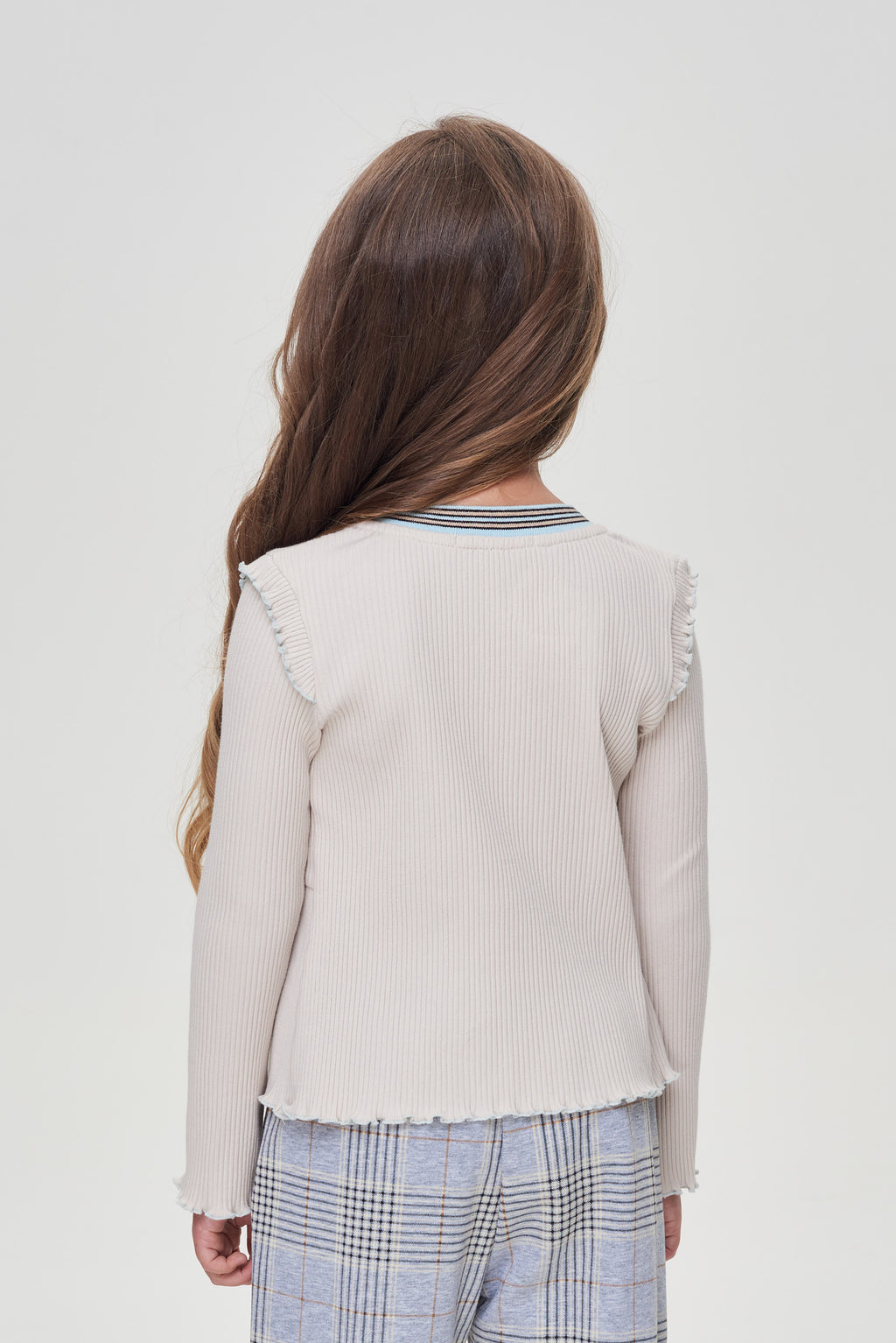 Knitted T-Shirt with basque ,powdery