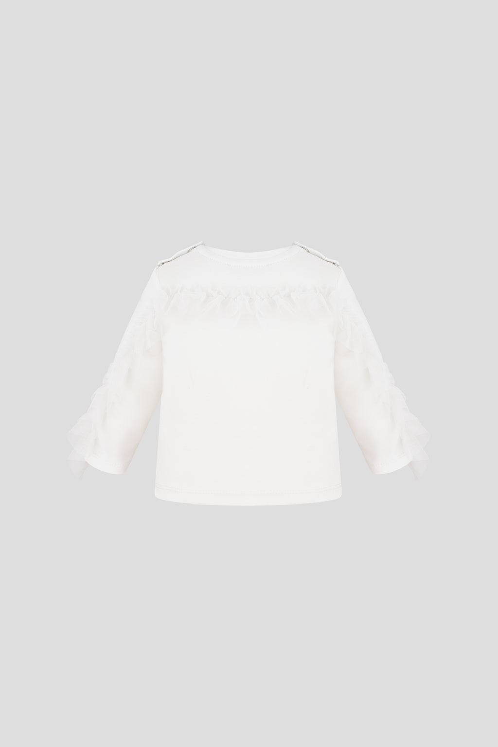 Frills Sleeves LS Tee, ecru