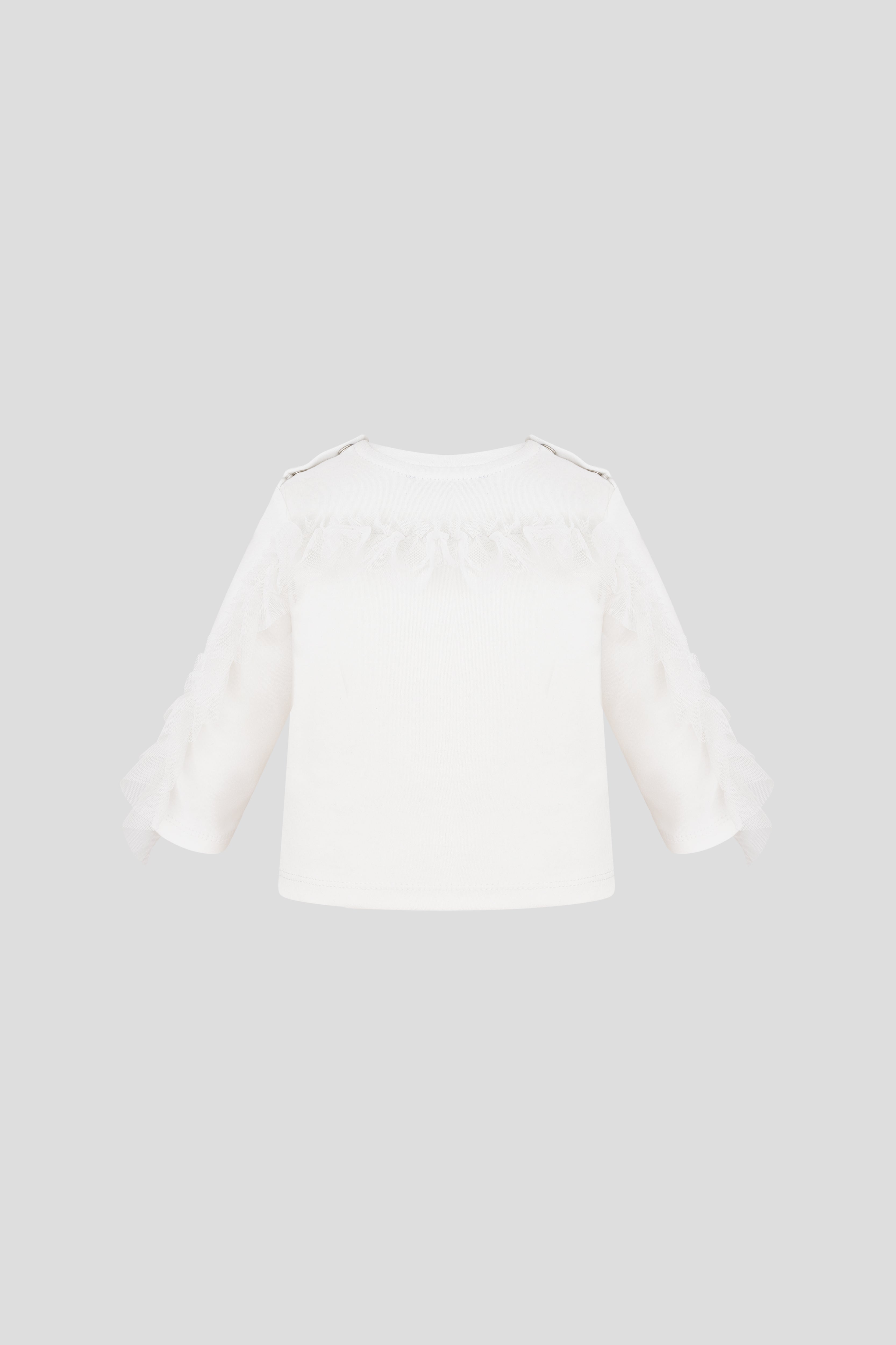 Frills Sleeves LS Tee, ecru