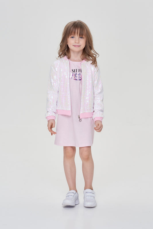 Sequins Bomber Jacket, pink pearl