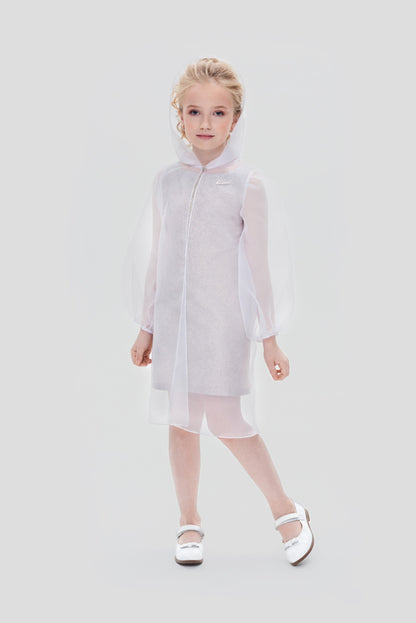 2PS Set ( Cape and Coctail Dress), gold and white