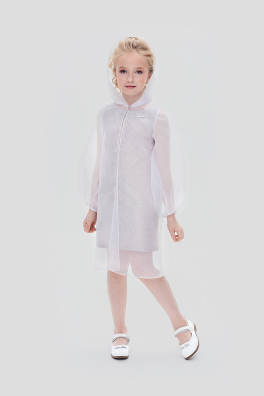 2PS Set ( Cape and Coctail Dress), gold and white