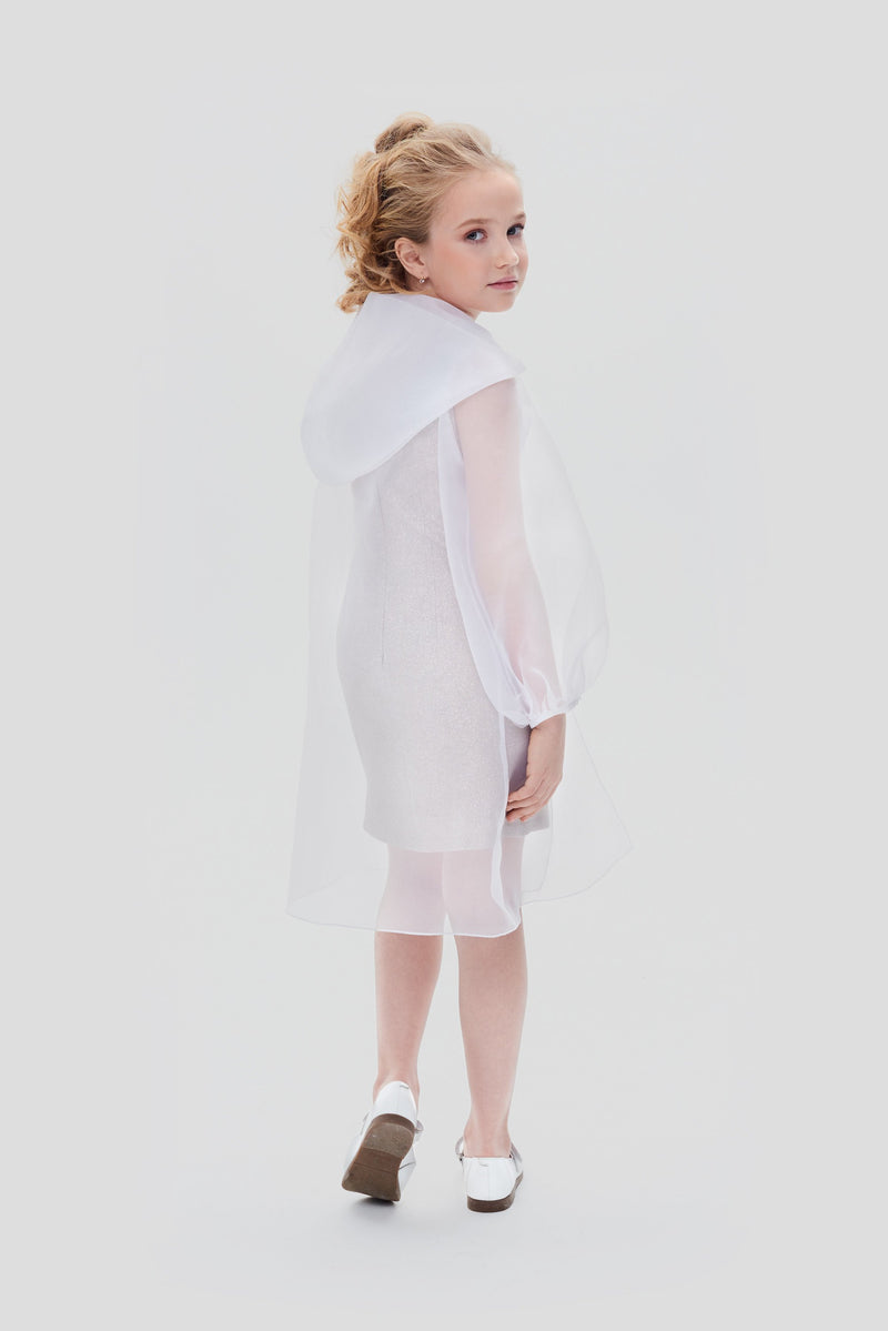 2PS Set ( Cape and Coctail Dress), gold and white