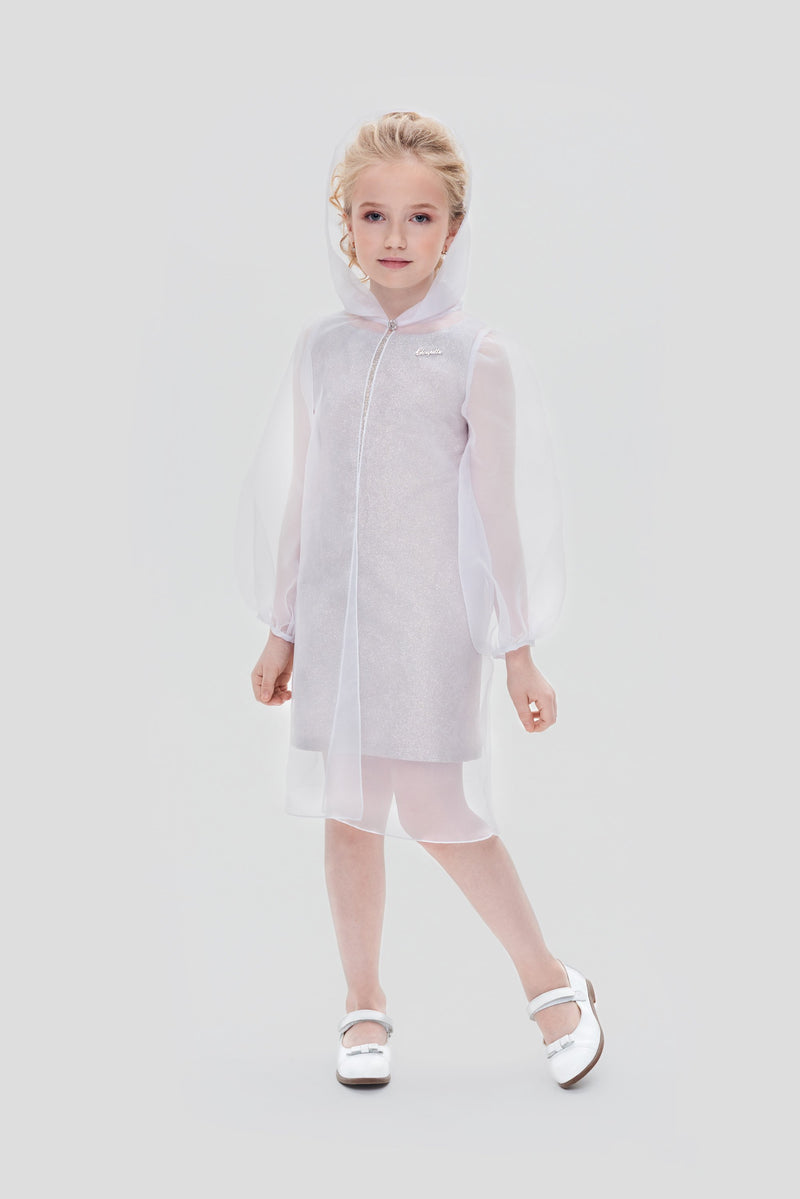 2PS Set ( Cape and Coctail Dress), gold and white