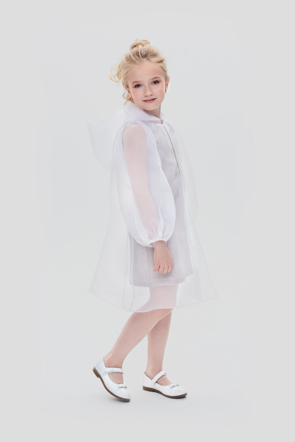 2PS Set ( Cape and Cocktail Dress), gold and white