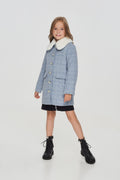 Faux Fur Collar Checkered Coat (Synthetic Insulation)