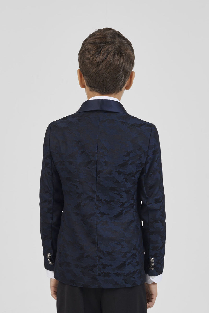 Patterned smart blazer, navy