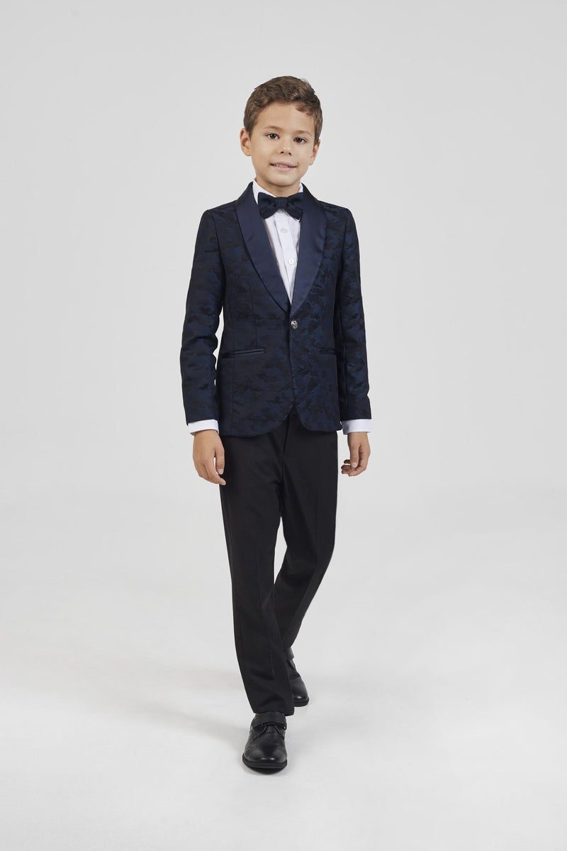 Patterned smart blazer, navy