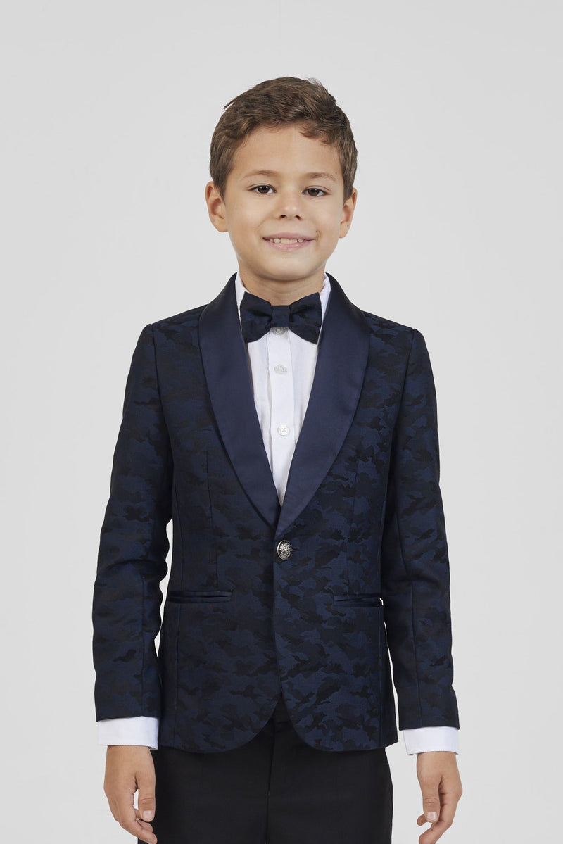 Patterned smart blazer, navy