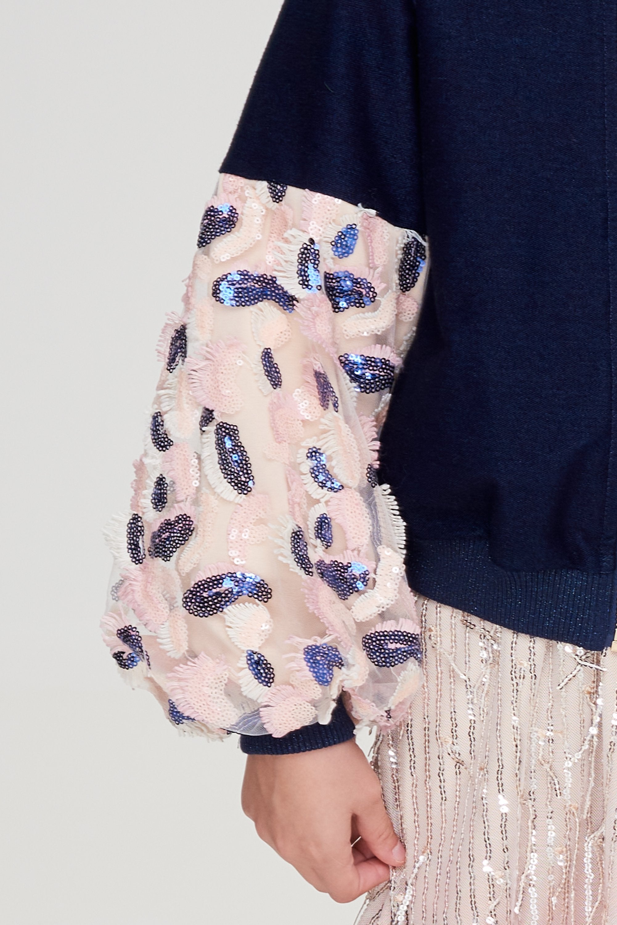 Sequins Denim Bomber Jacket