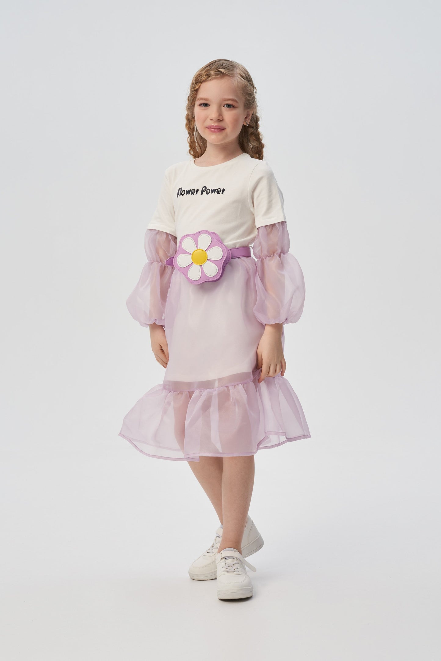 Belted Bag Decorated Footer Combined Dress