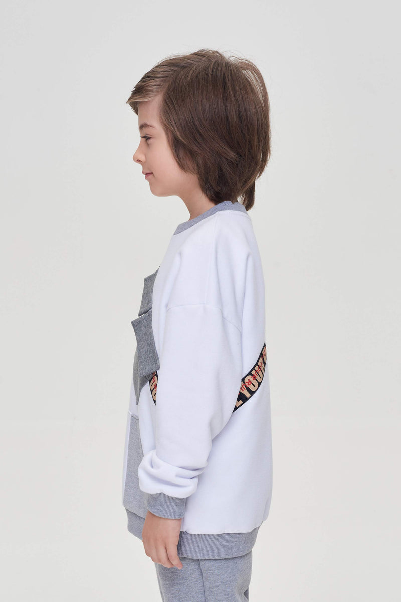Decorated Pocket Footer Sweatshirt