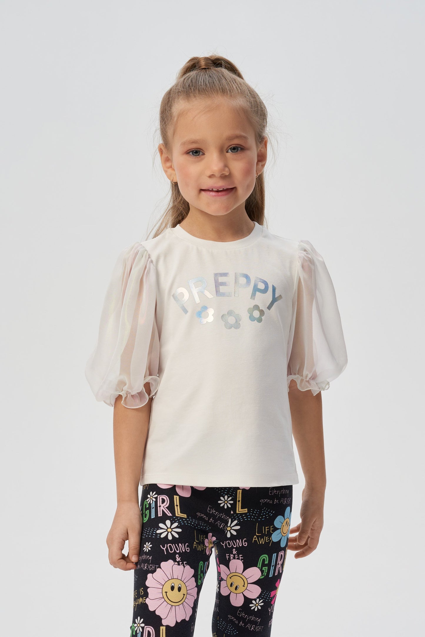 Volumable Sleeves Organza Sweatshirt