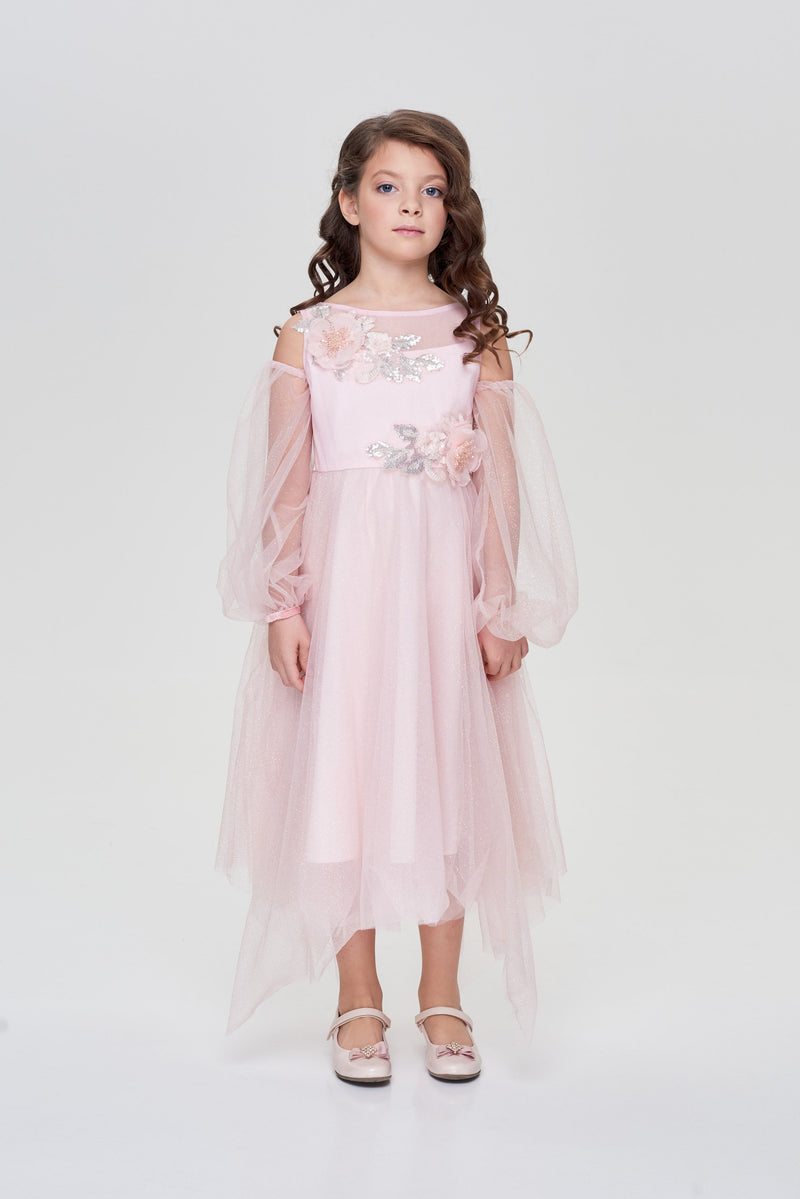 Smart dress with detachable sleeves nude