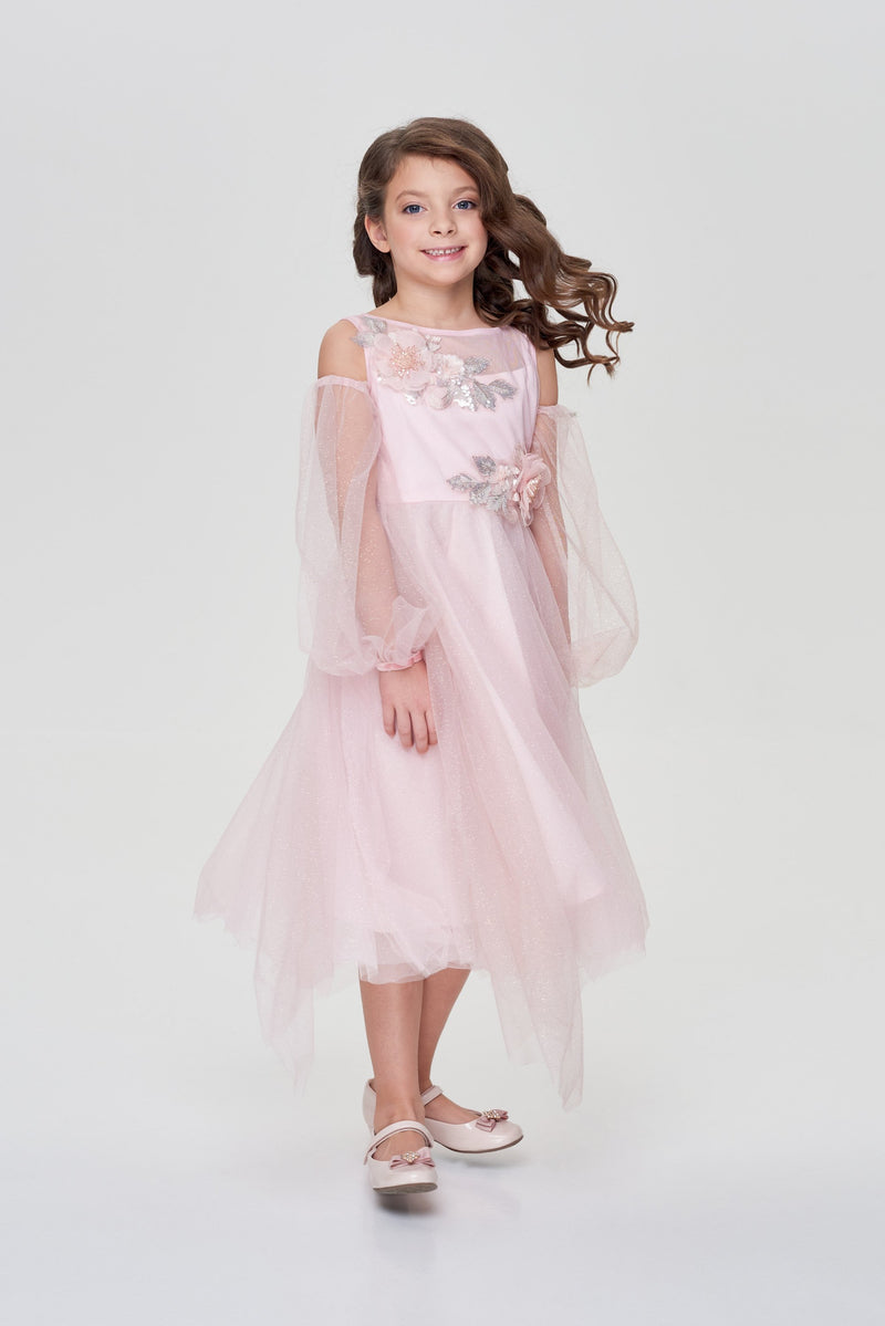 Smart dress with detachable sleeves nude