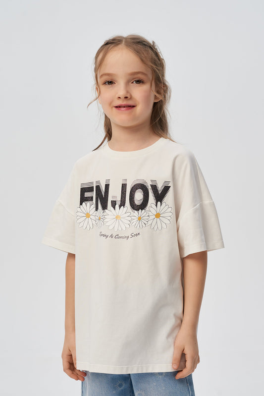 Daisies printed T-Shirt, warm white