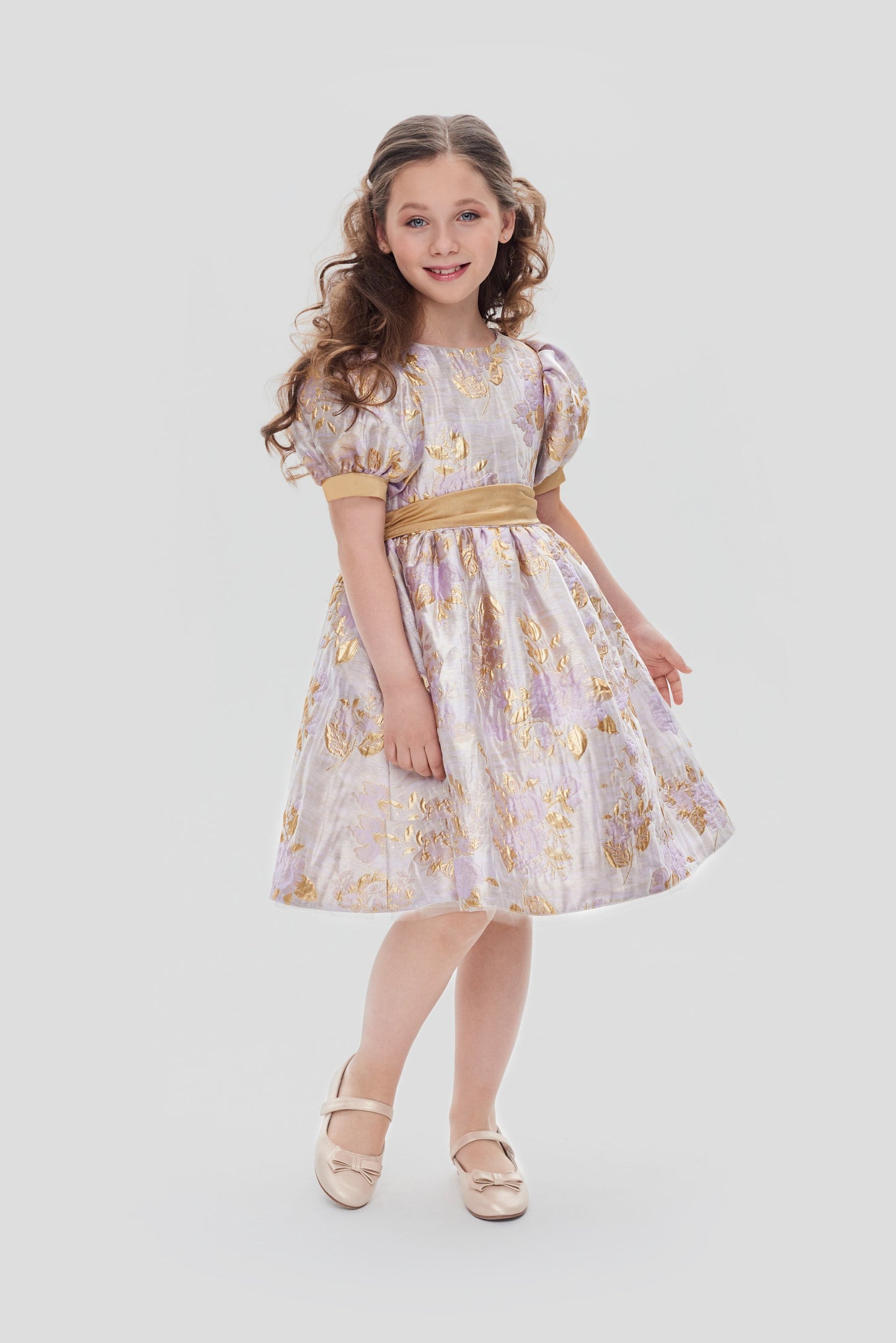Brocade Smart Dress, lavender with gold