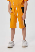 Ocher printed knitted shorts