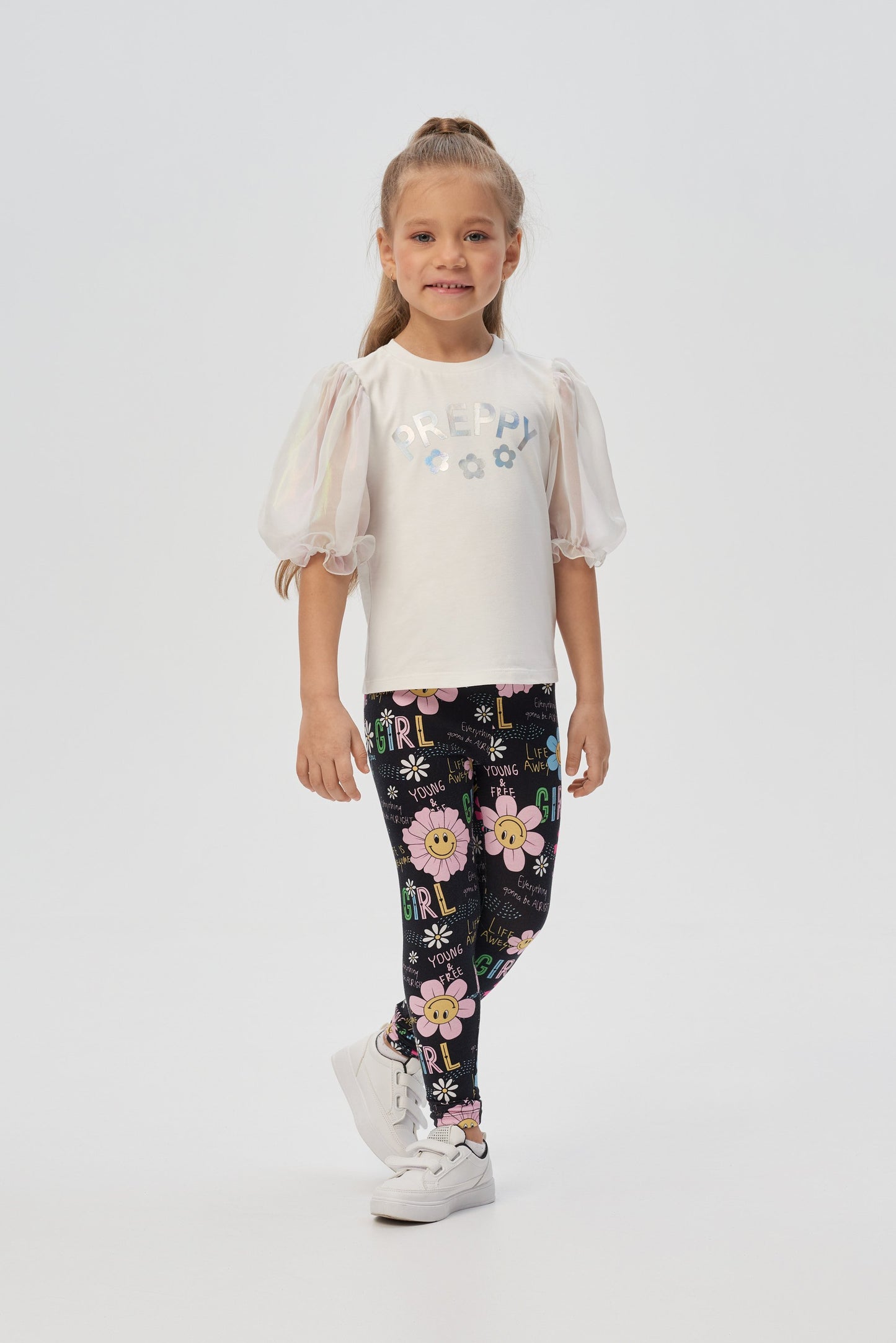 Volumable Sleeves Organza Sweatshirt