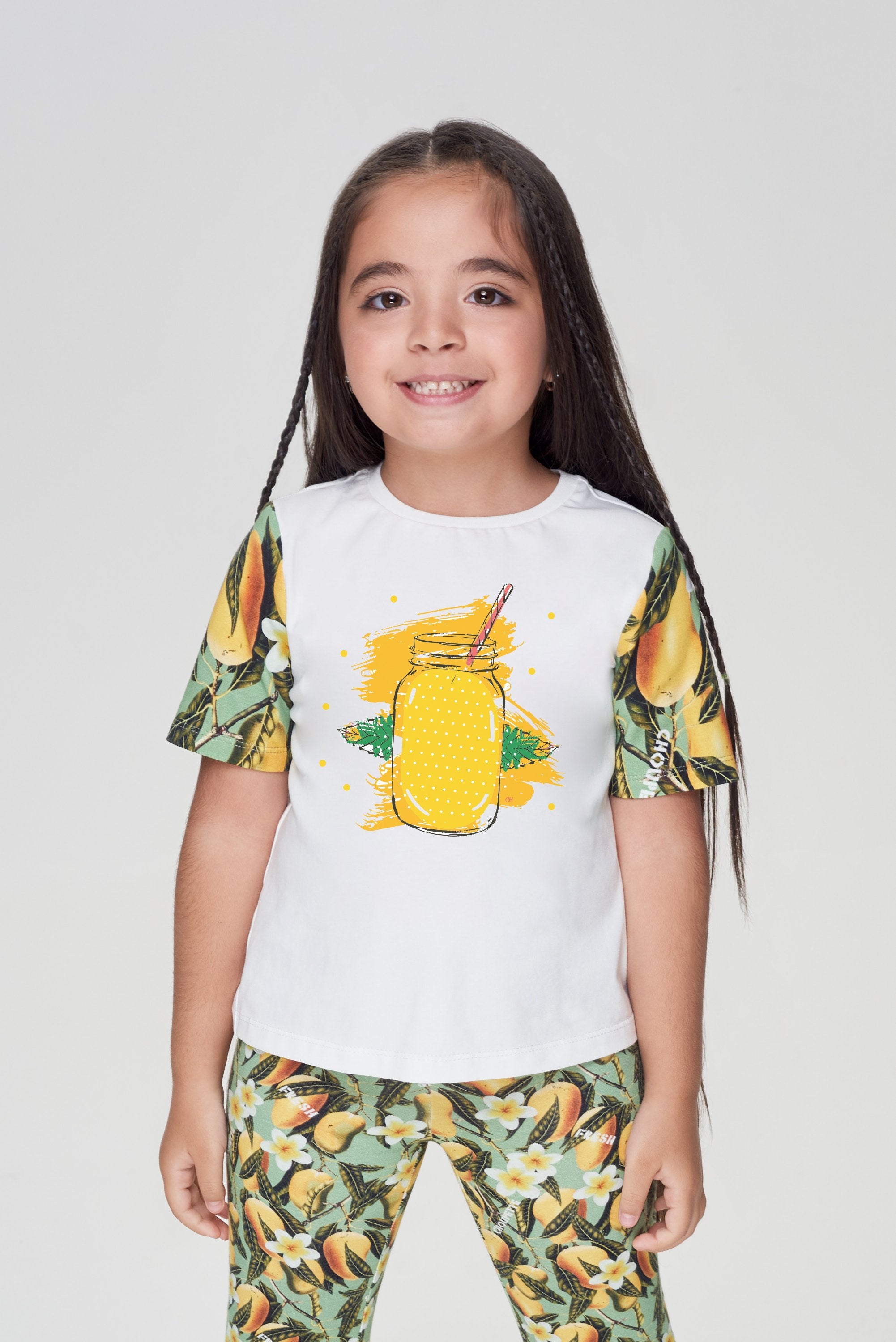 Combined Printed T-Shirt, ecru