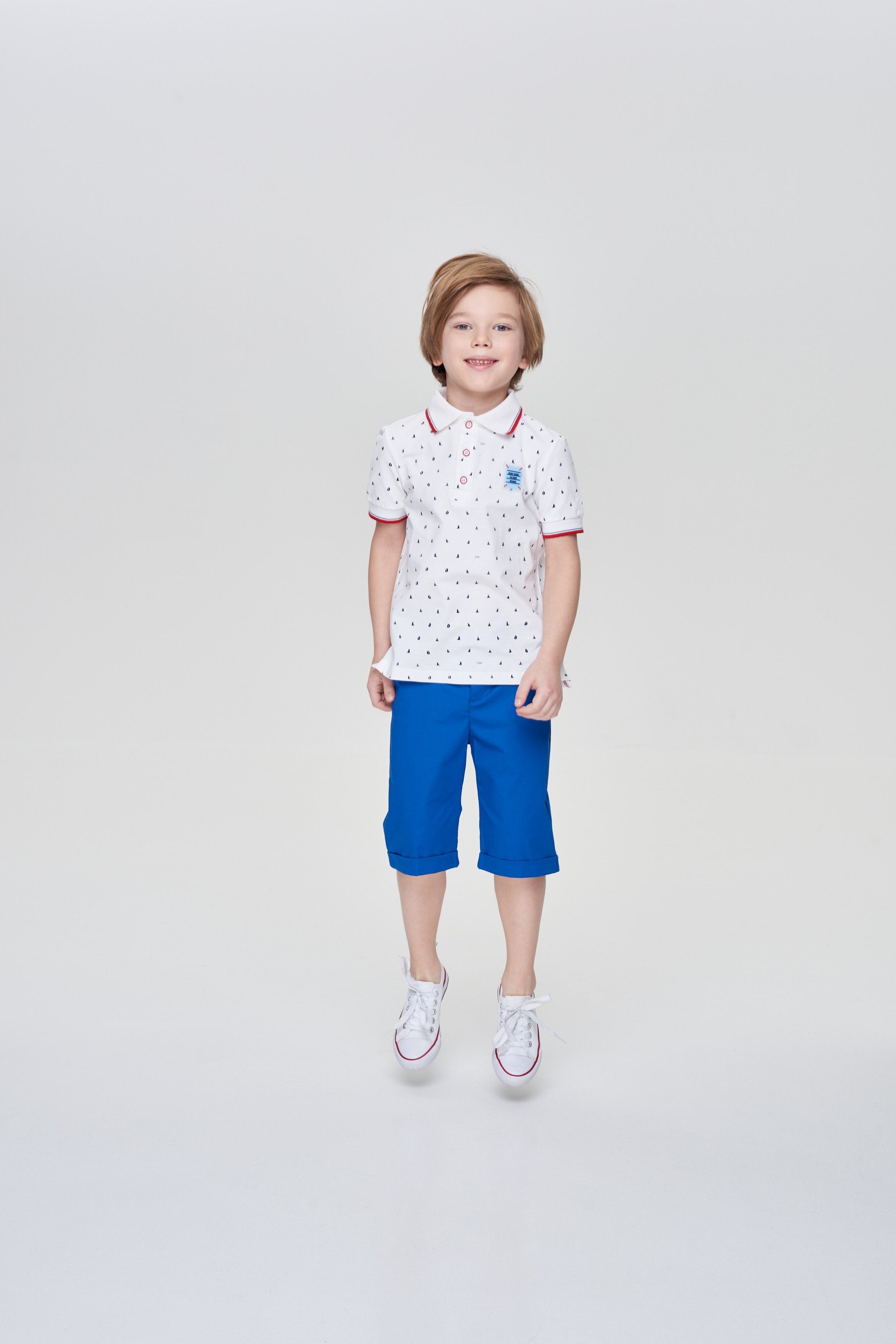 AOP Polo T-Shirt, ecru