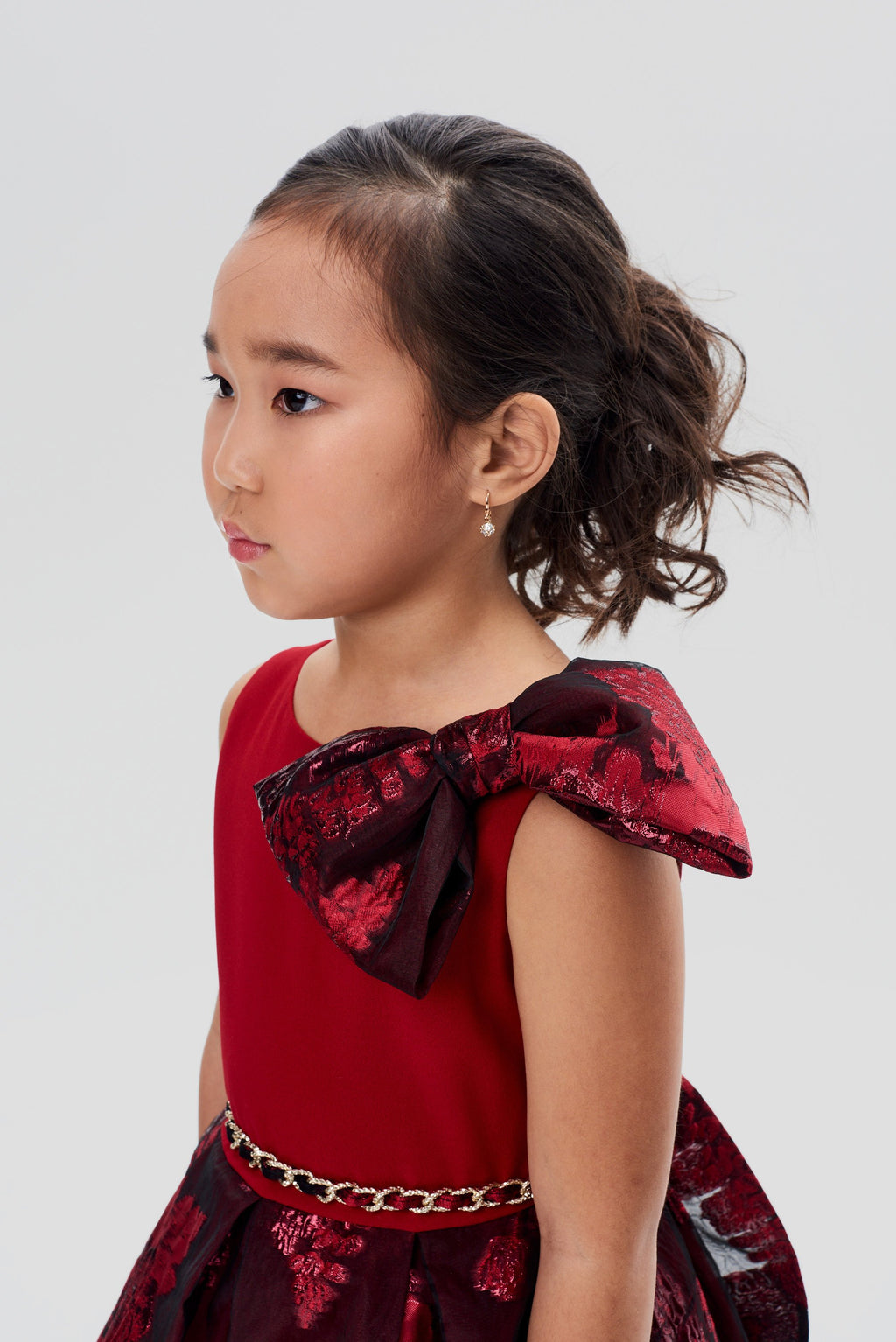 Elegant Brocade Dress, maroon