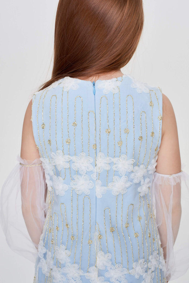 Elegant blue smart lace dress