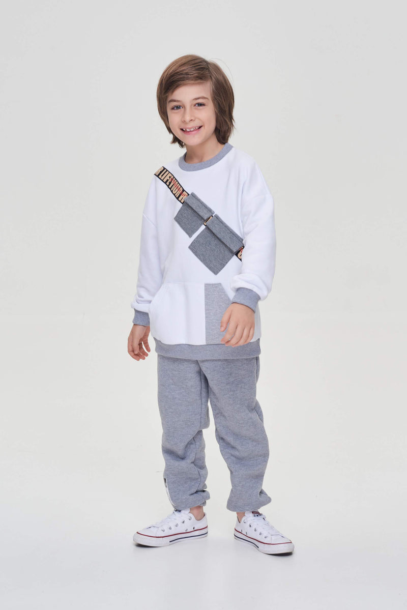 Decorated Pocket Footer Sweatshirt