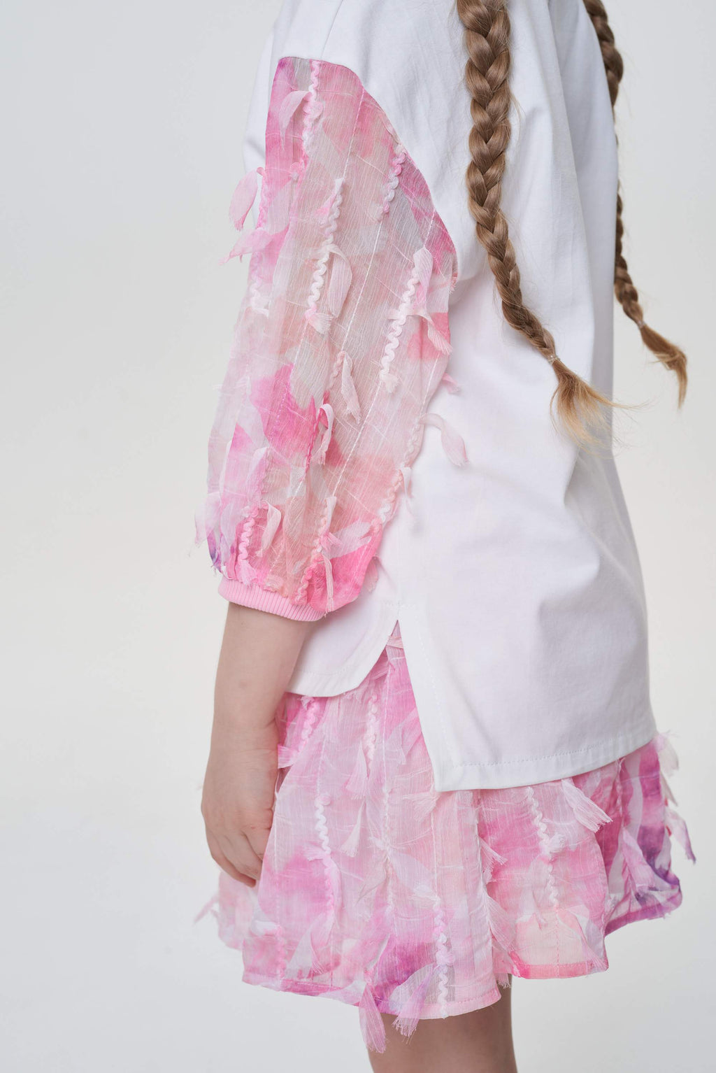 Chiffon Sleeves Printed T-Shirt