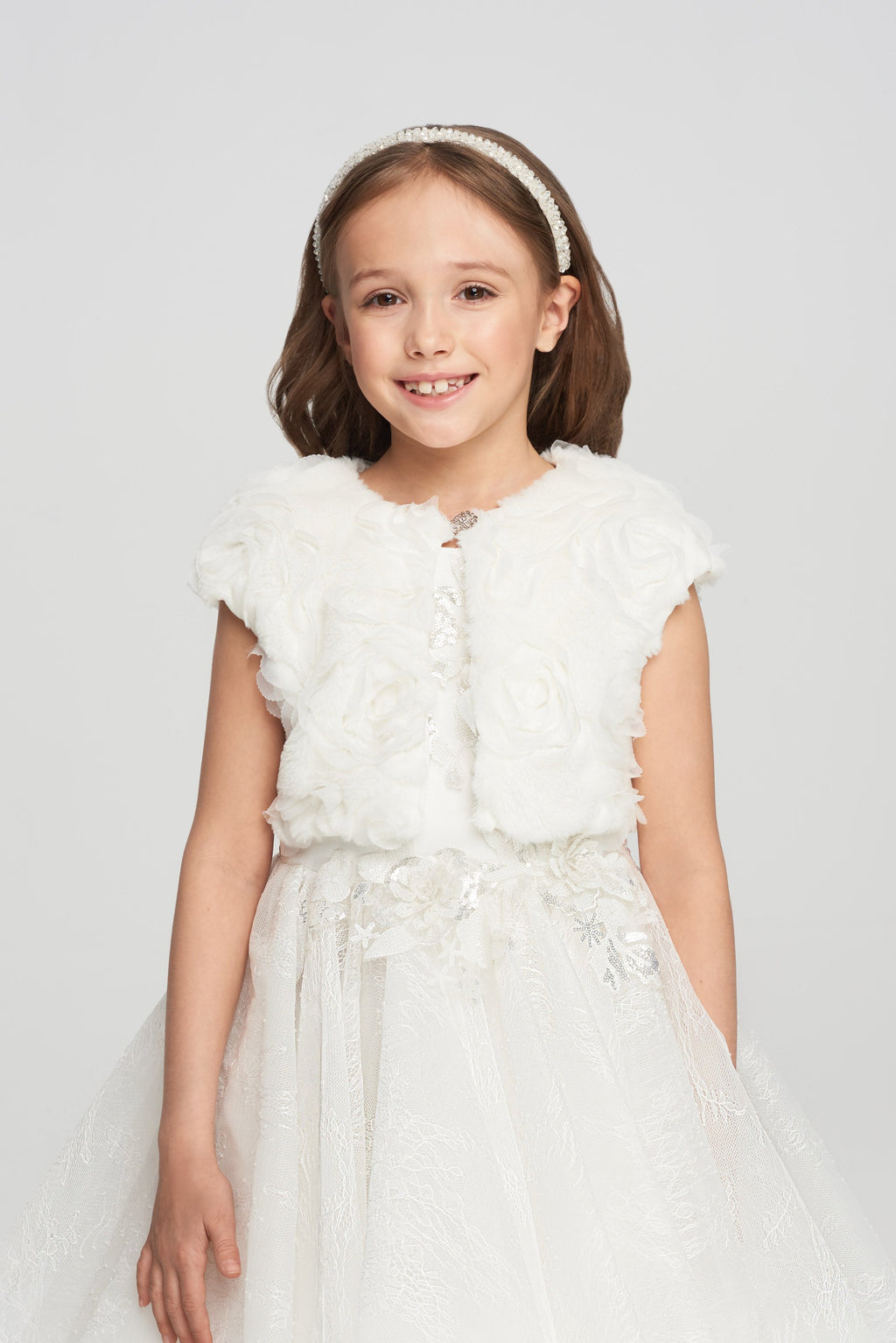 3D Flowers Bolero, ecru