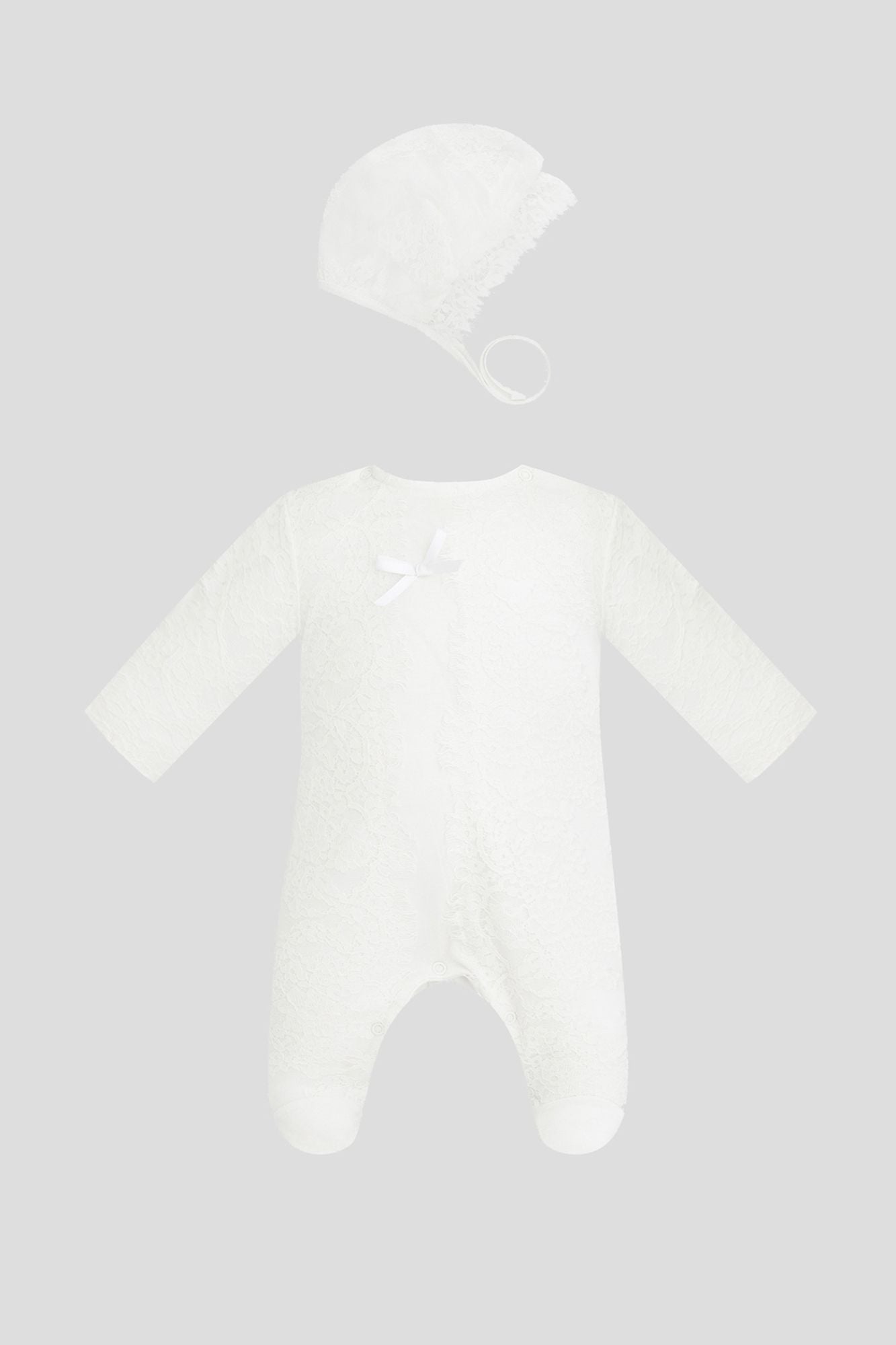Lace Smart Set (Overall and Bonnet), ecru