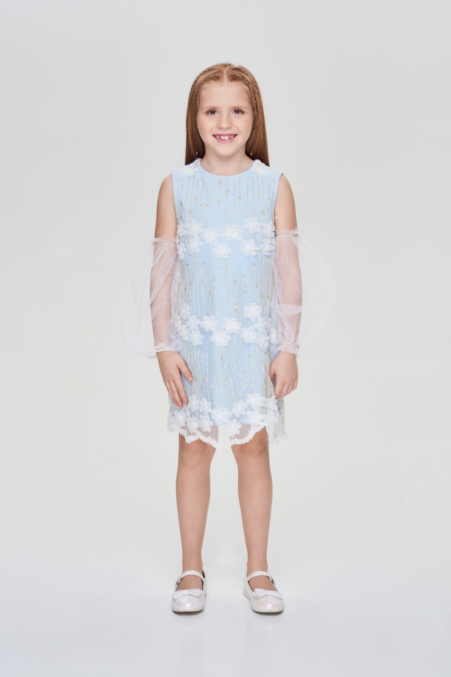 Elegant blue smart lace dress