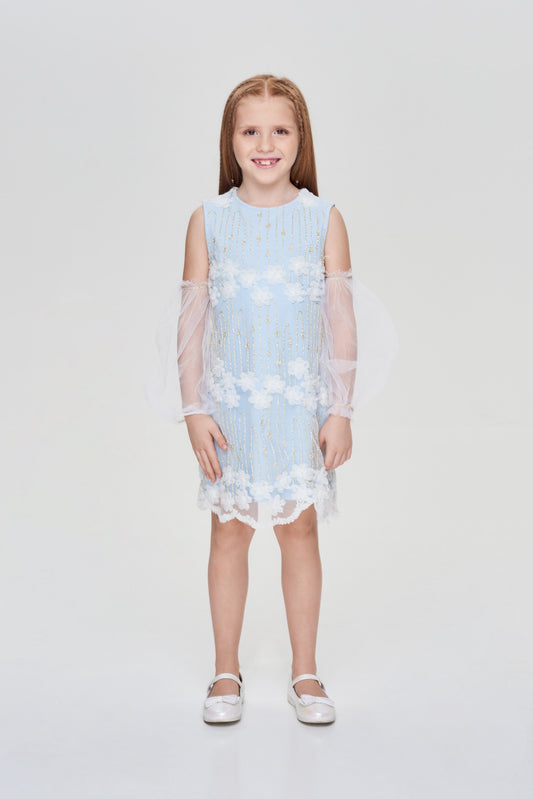 Elegant blue smart lace dress