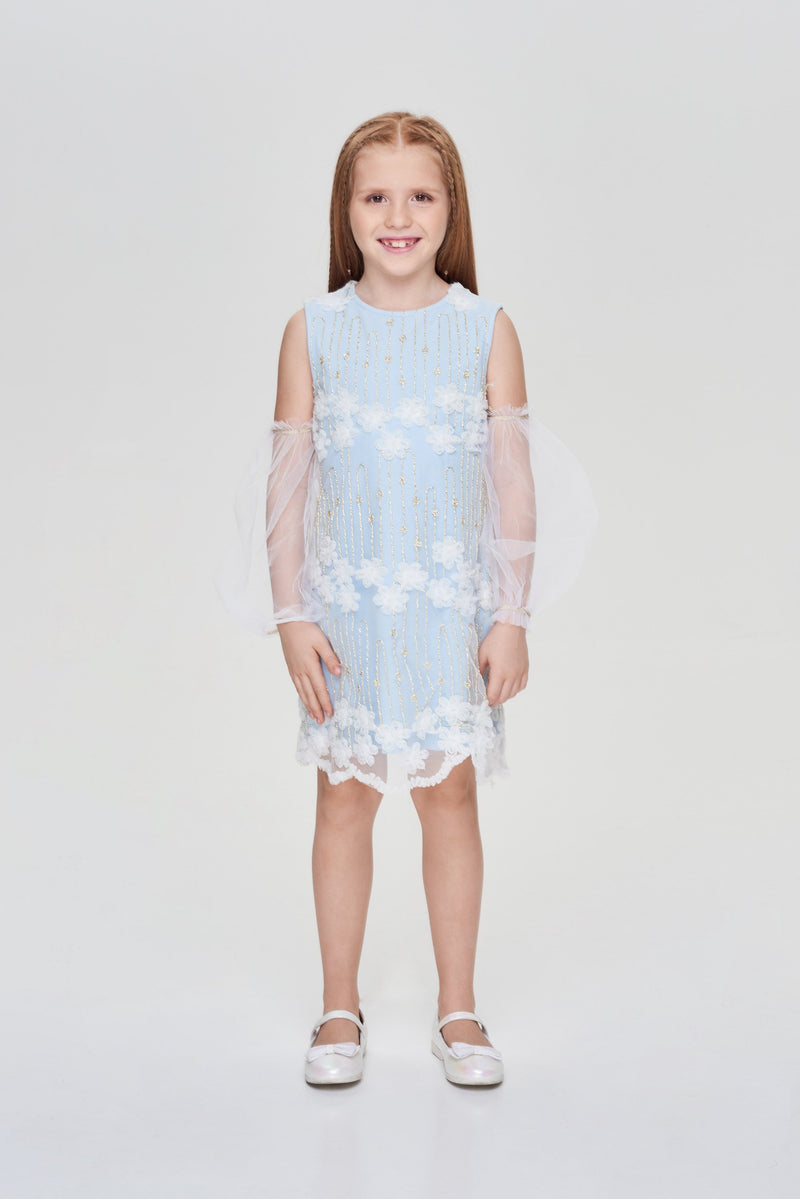 Elegant blue smart lace dress