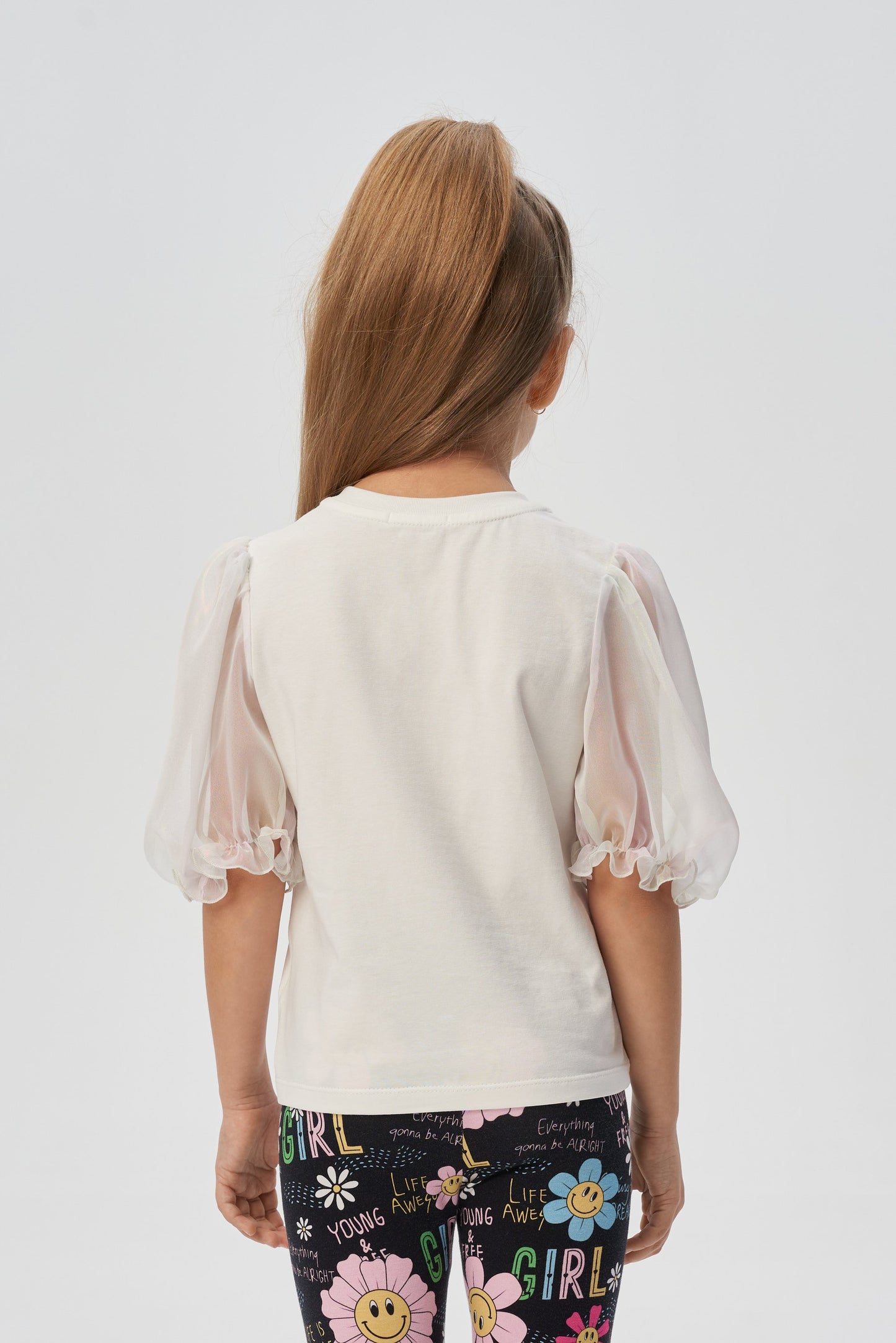 Volumable Sleeves Organza Sweatshirt