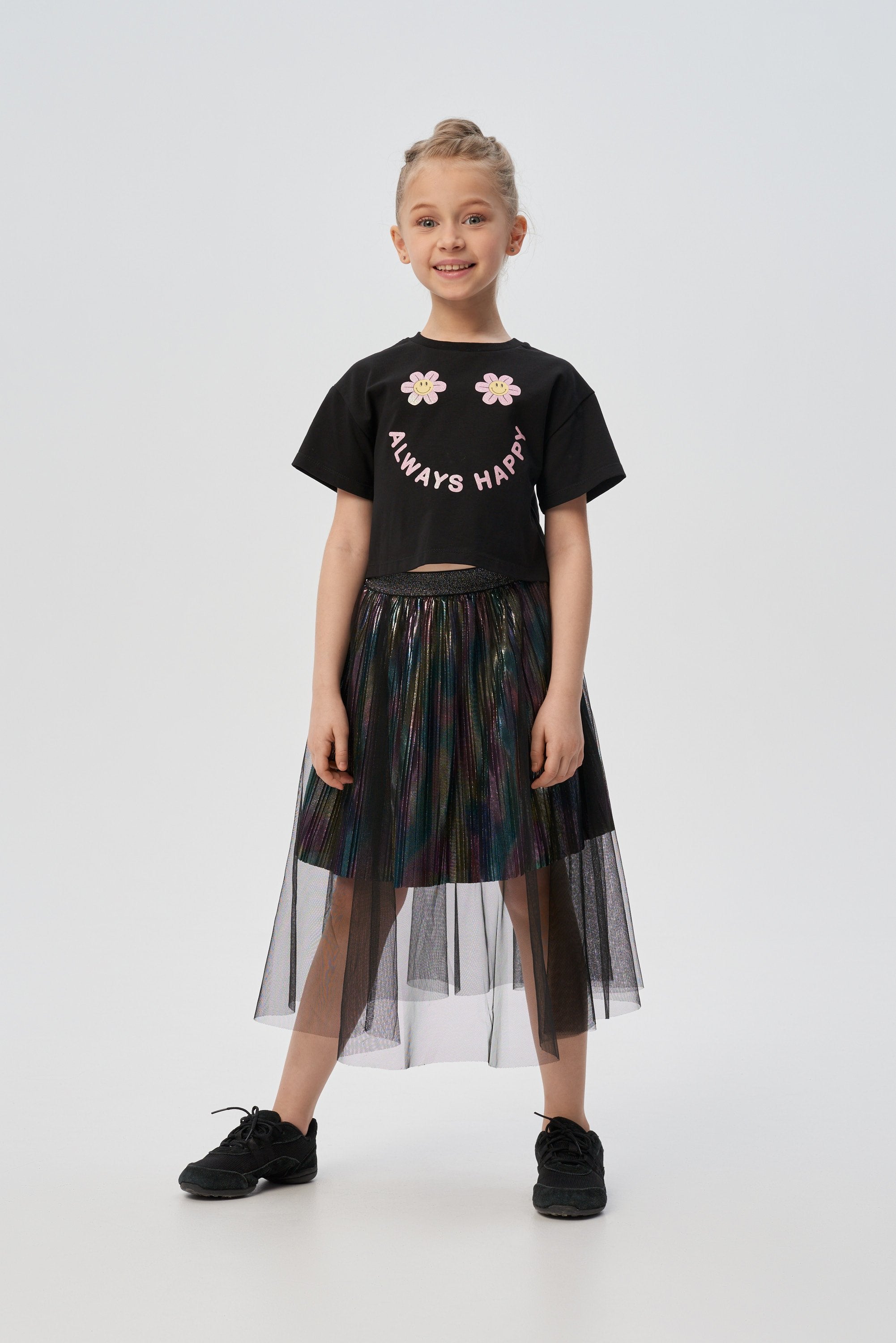 Decorated Printed Crop-Top